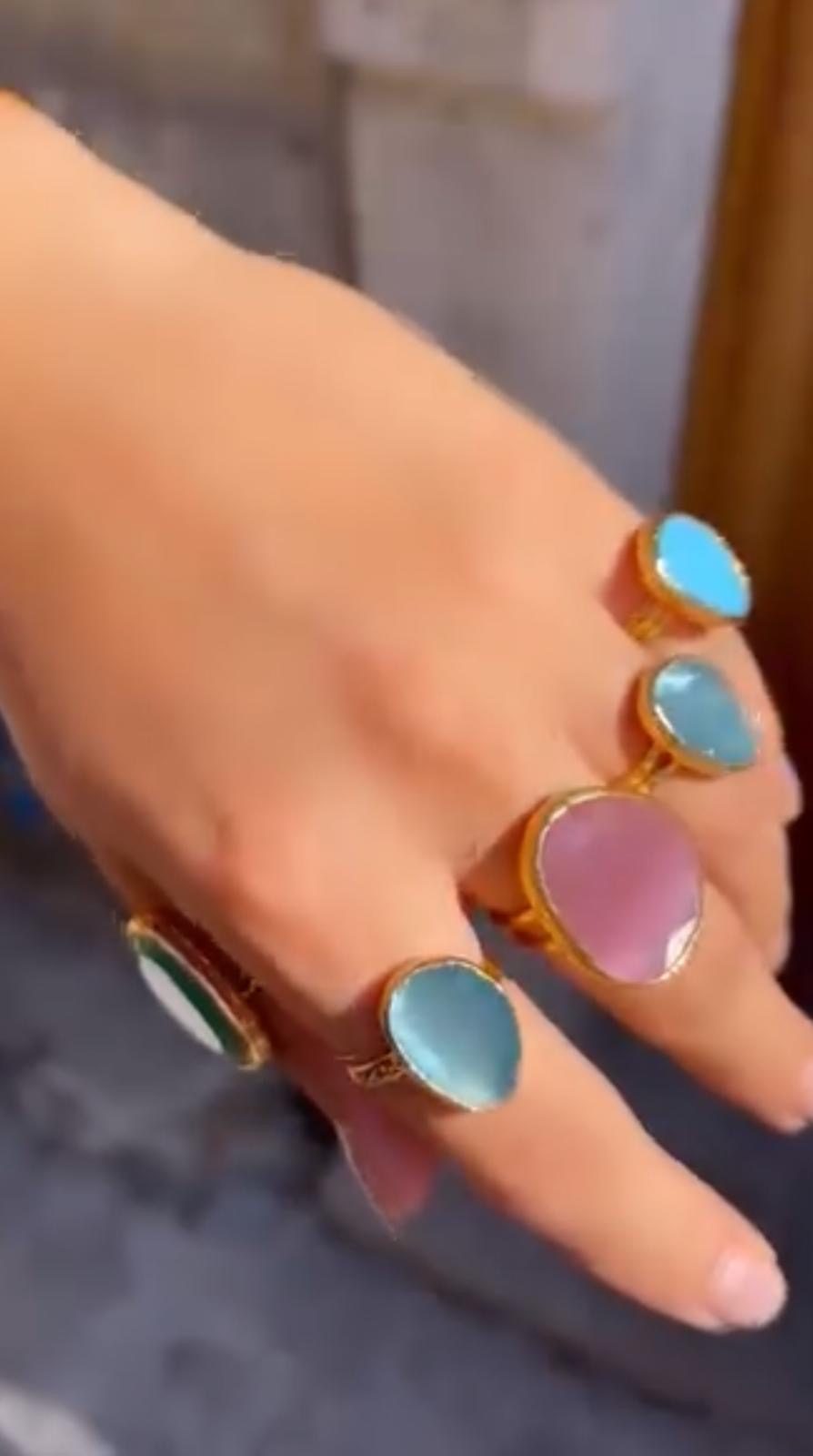 gold-plated agate rings