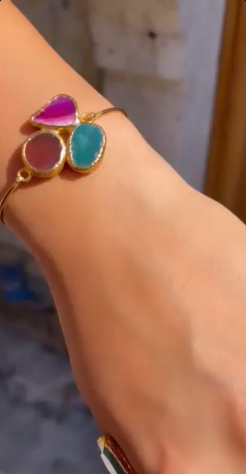 gold-plated agate bracelet