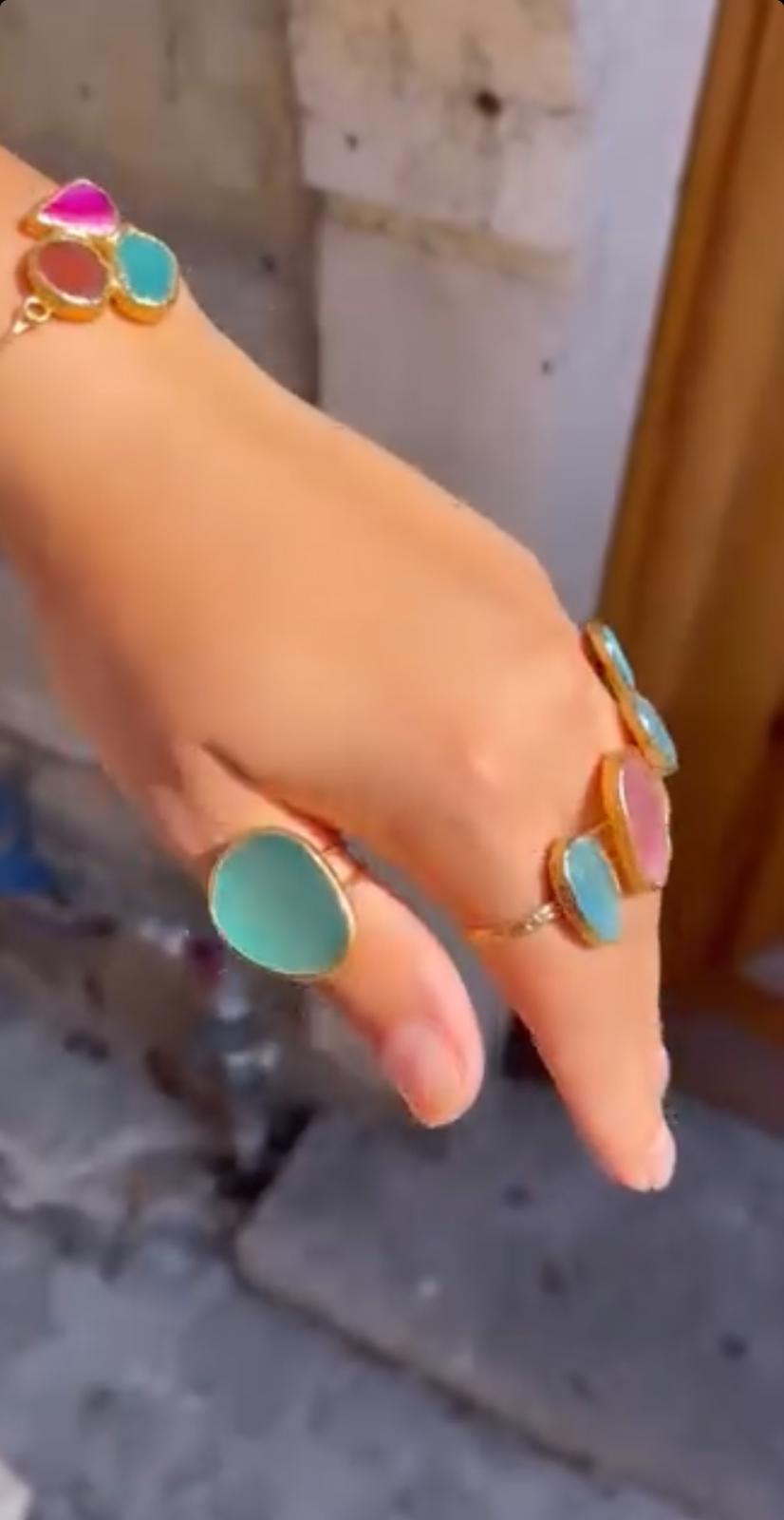 gold-plated agate rings
