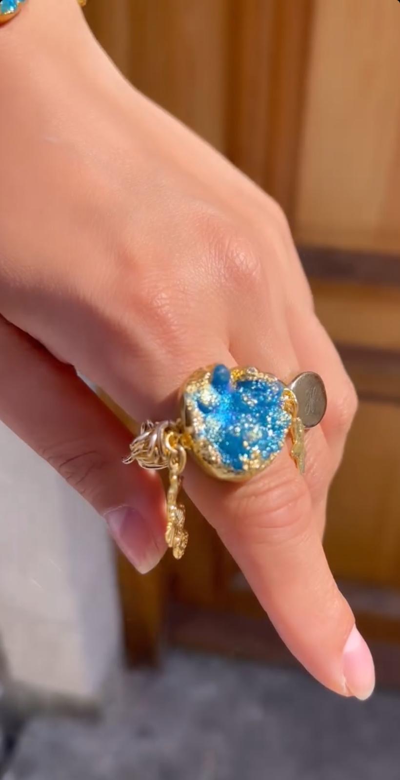 Blue Crystal Quartz Ring