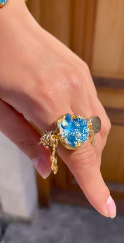 Blue Crystal Quartz Ring