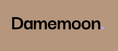 Black 'Damemoon' logo on a soft brown background