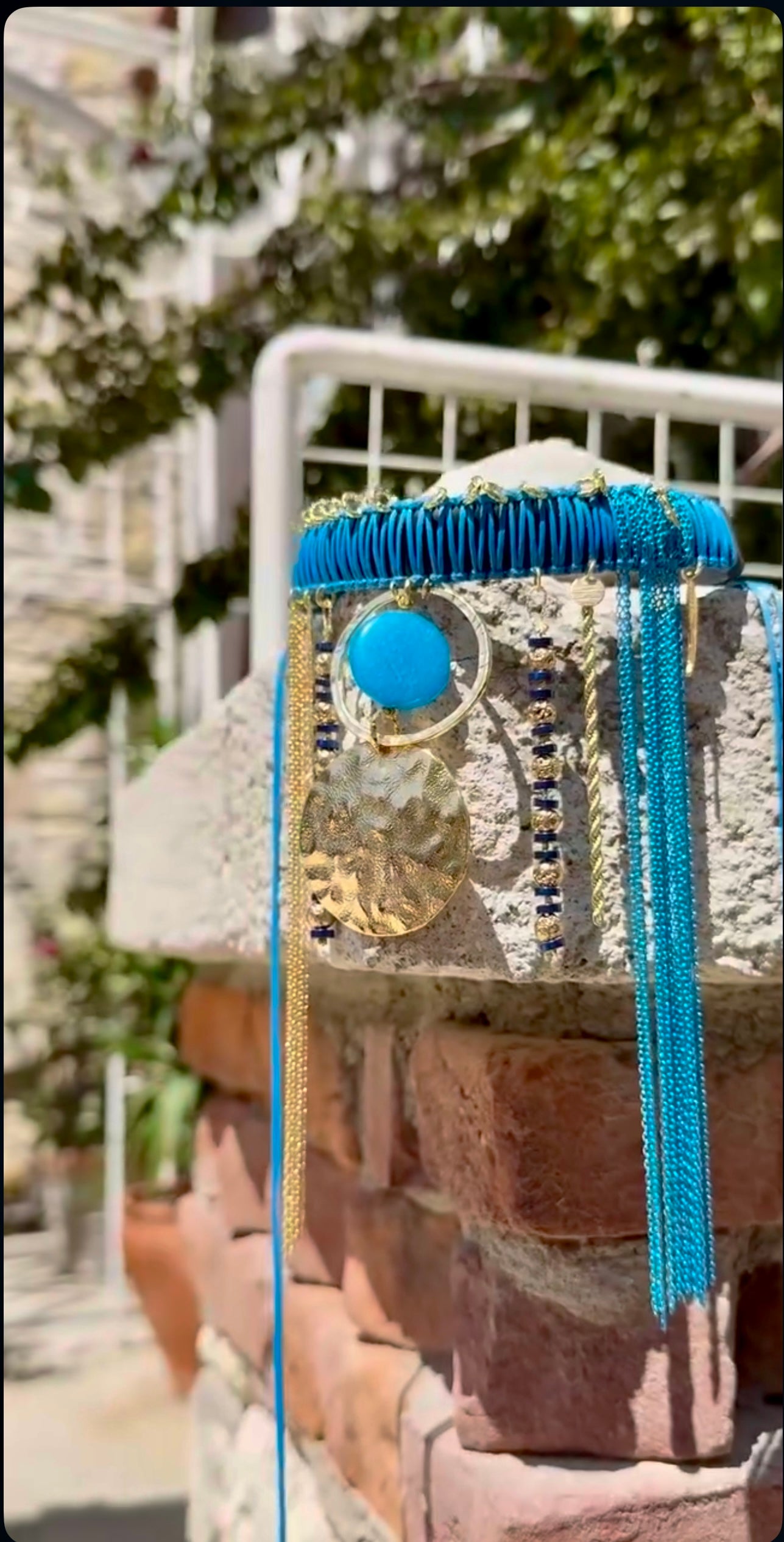 Handmade Turquoise Choker with Agate, Hematite & Lava Stone