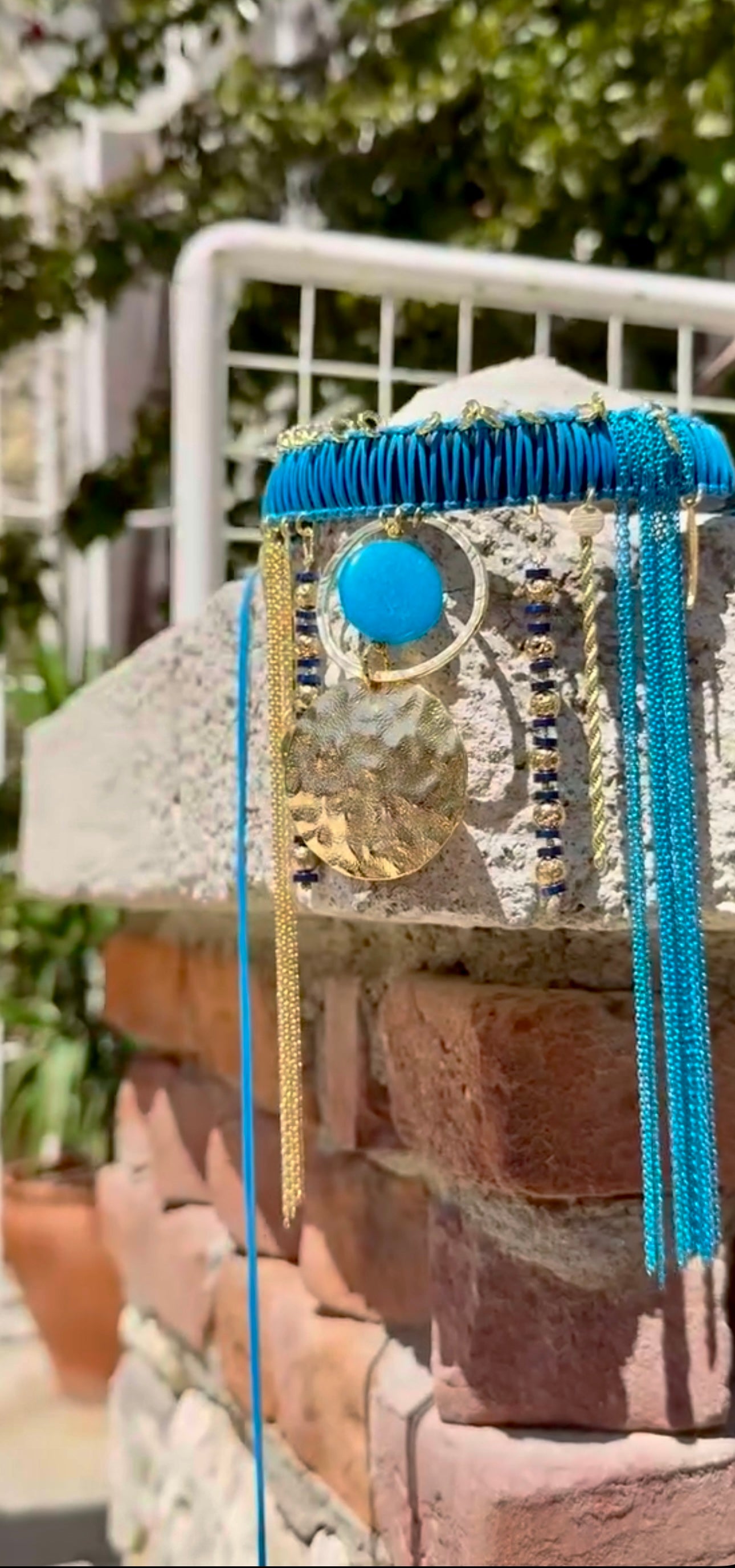 Handmade Turquoise Choker with Agate, Hematite & Lava Stone