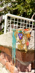 Handmade Agate Stone Marine-Themed Woven Brass Necklace