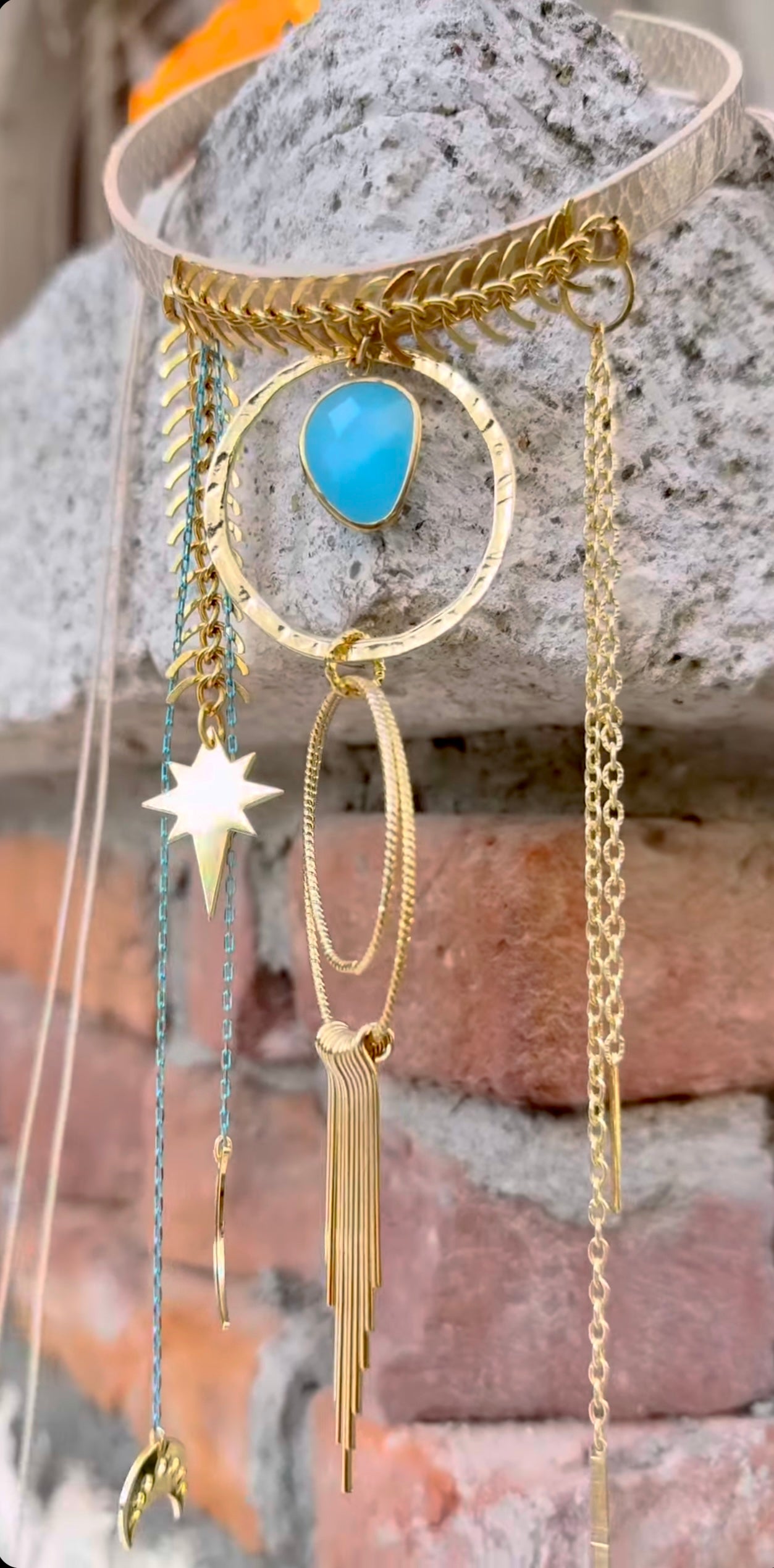 Vegan Leather Choker Necklace – Handmade Brass Statement Design