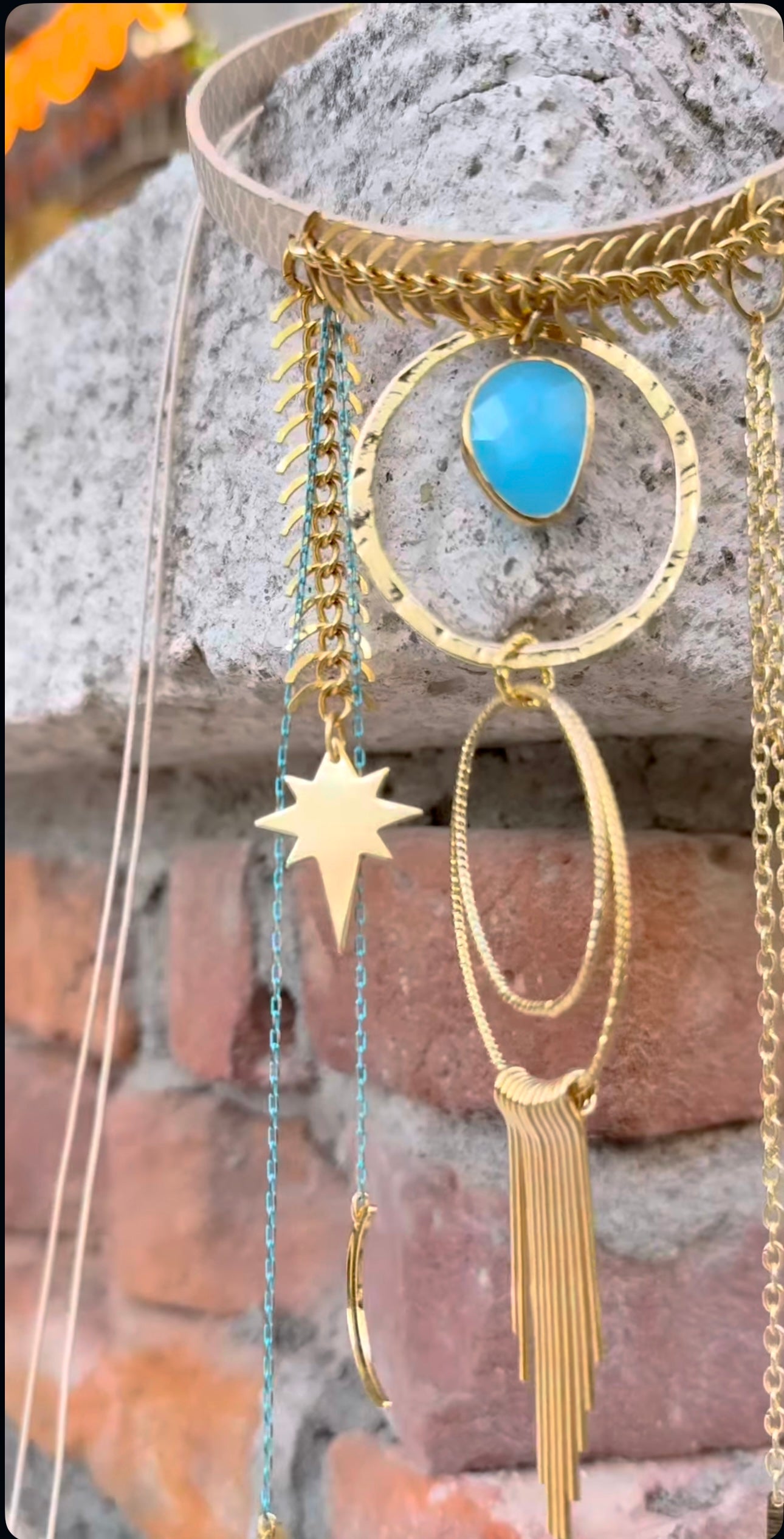 Vegan Leather Choker Necklace – Handmade Brass Statement Design
