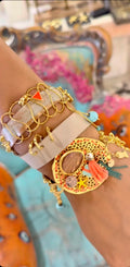 Strainer Design Triple Wrap Bracelet – Lava Stone & Quartz Handmade Jewelry