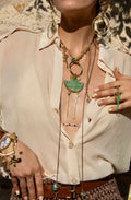Handmade Ceramic Long Necklace – Ethnic Boho Statement Shawl Necklace
