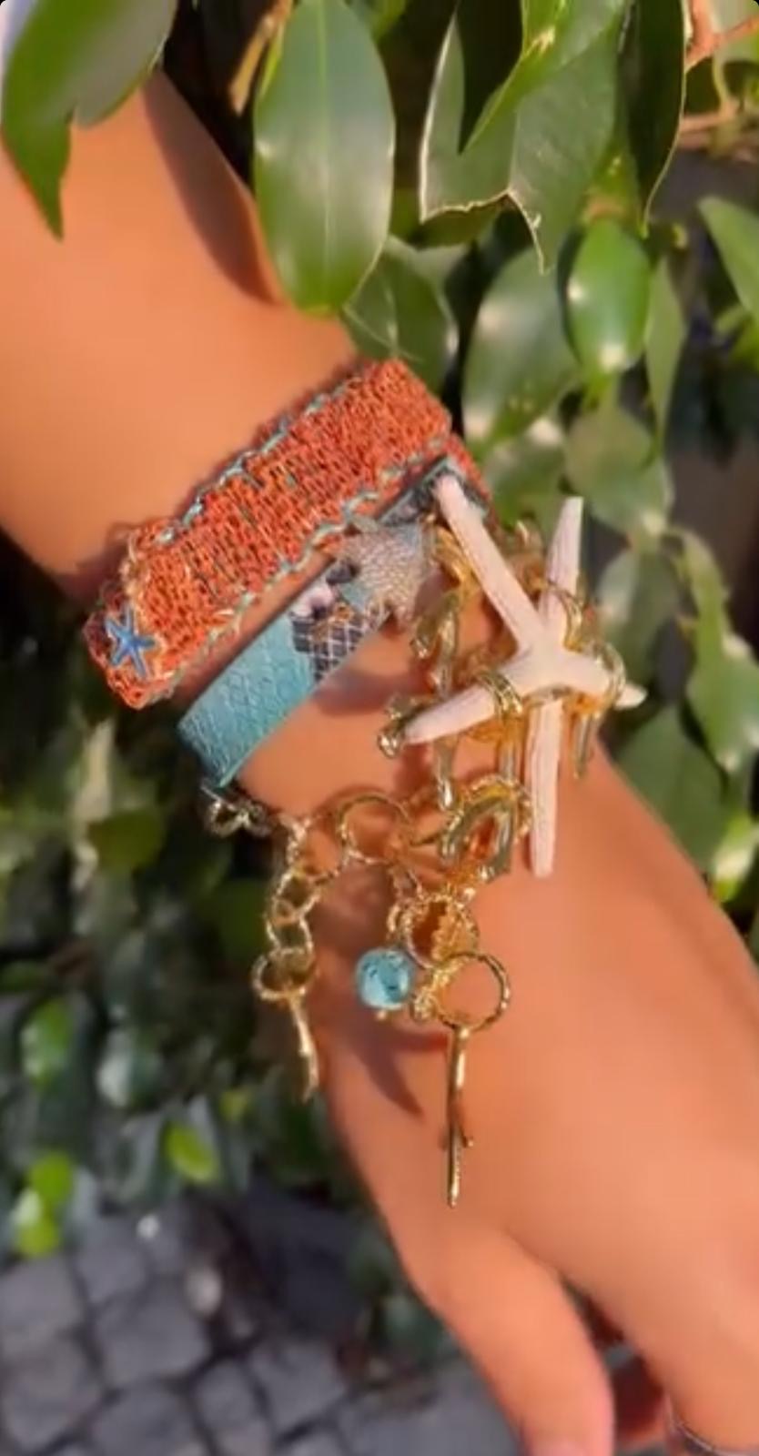 Triple-Wrap Bracelet with Real Starfish and Vegan Leather