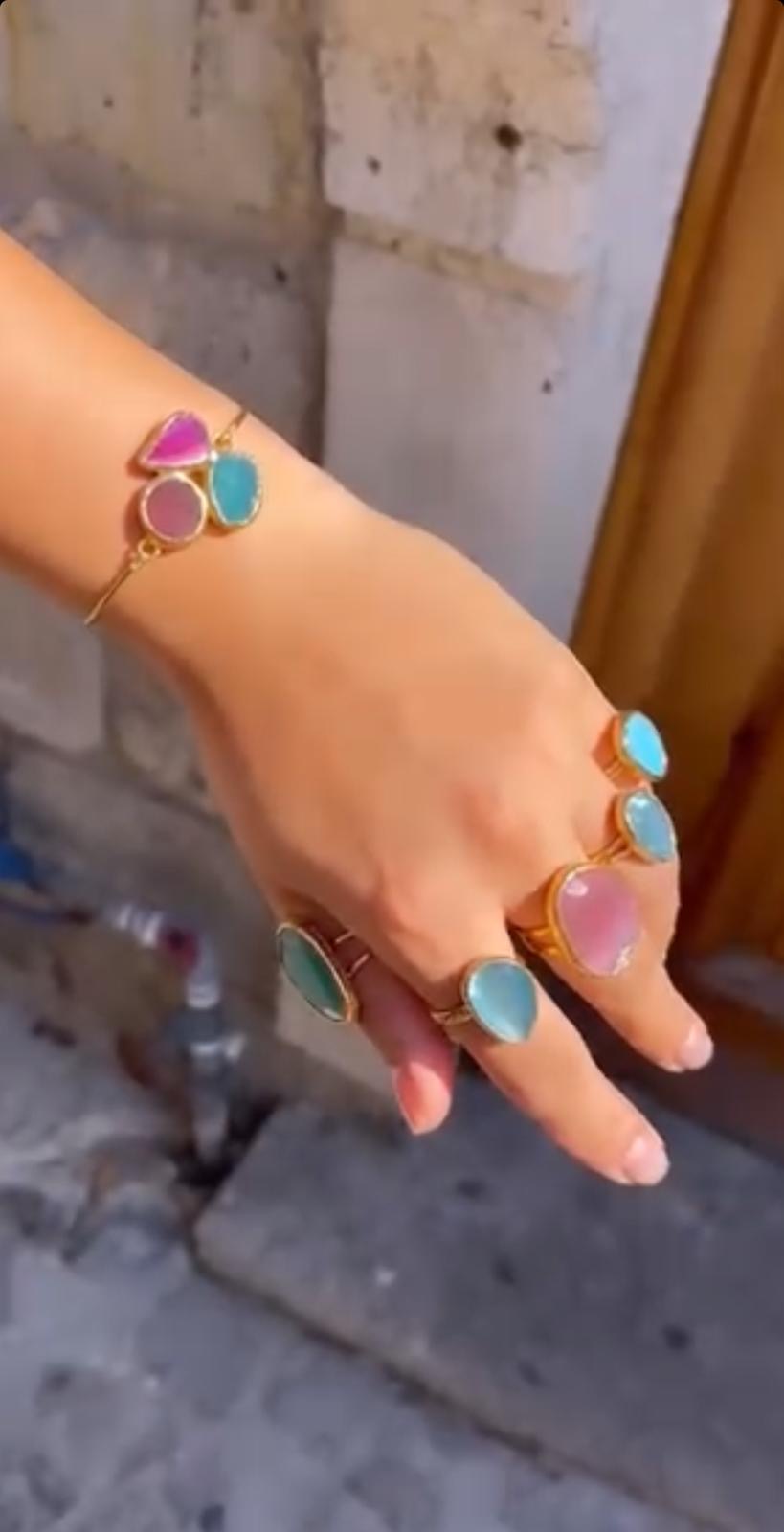 gold-plated agate rings