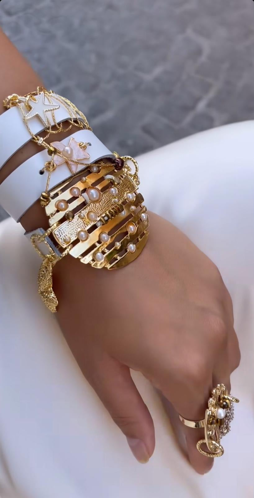 Triple-Wrap Bracelet with Pearl Details