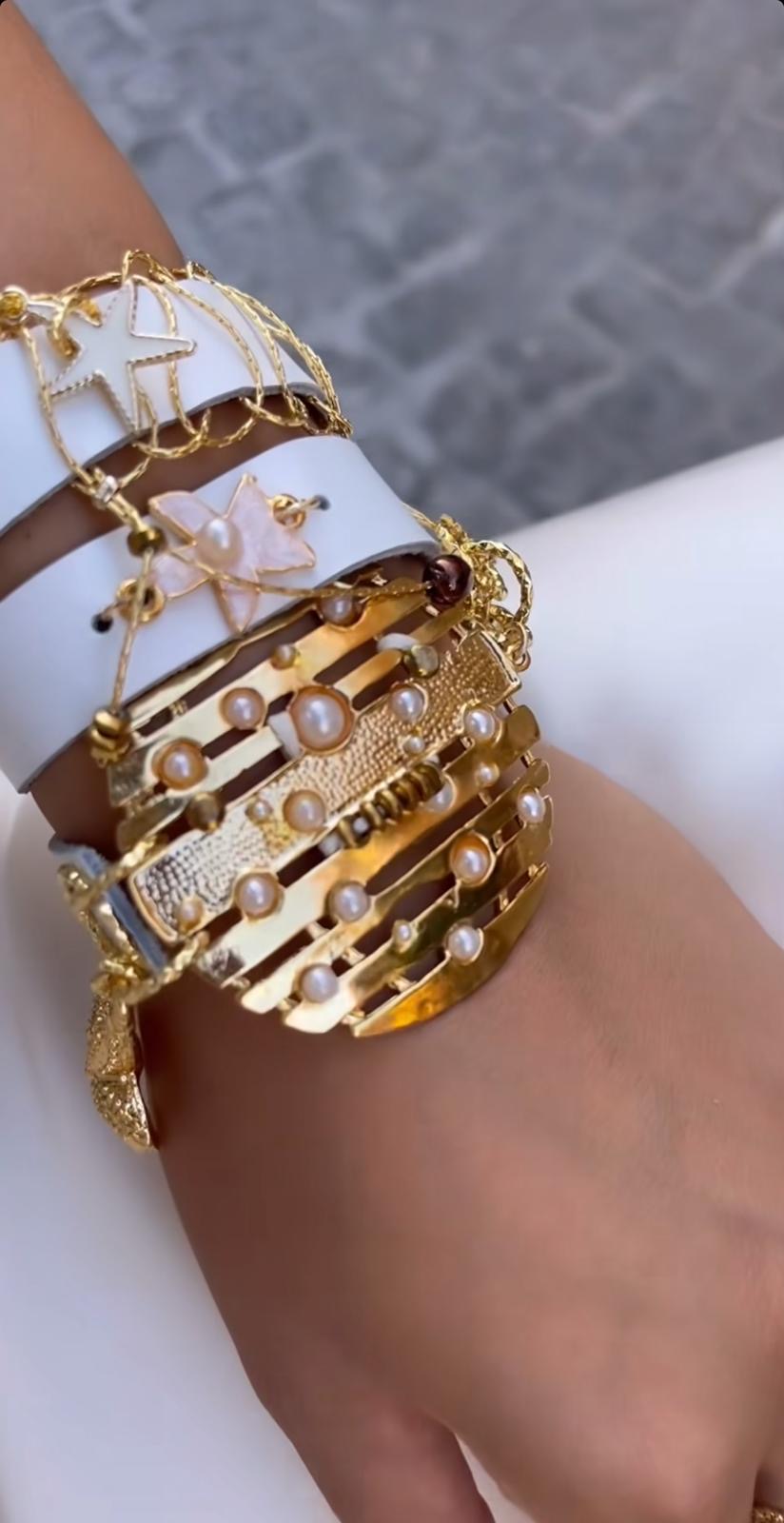 Triple-Wrap Bracelet with Pearl Details