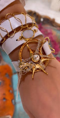 Triple-Wrap Bracelet with Mother-of-Pearl & Calf Leather