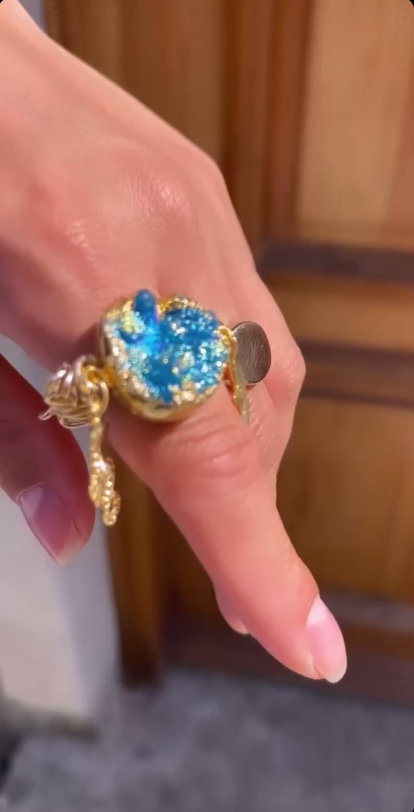Blue Crystal Quartz Ring