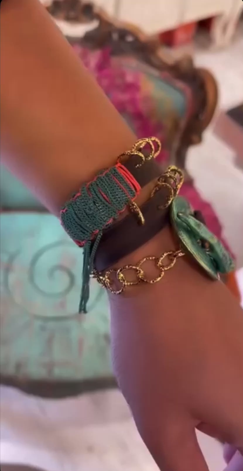 Triple-Wrap Bracelet with Calf Leather