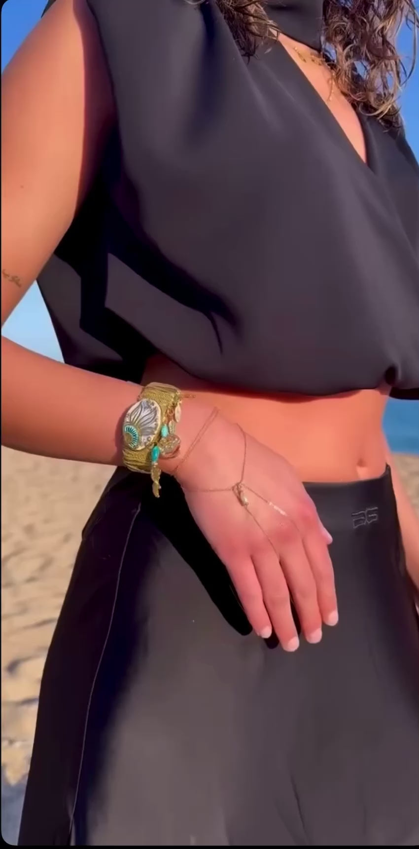 Handmade Ceramic Detail Cuff Bracelet – Ocean Inspired