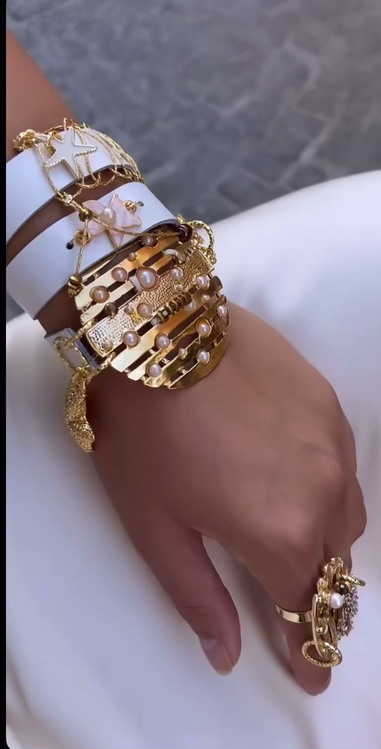 Triple-Wrap Bracelet with Pearl Details