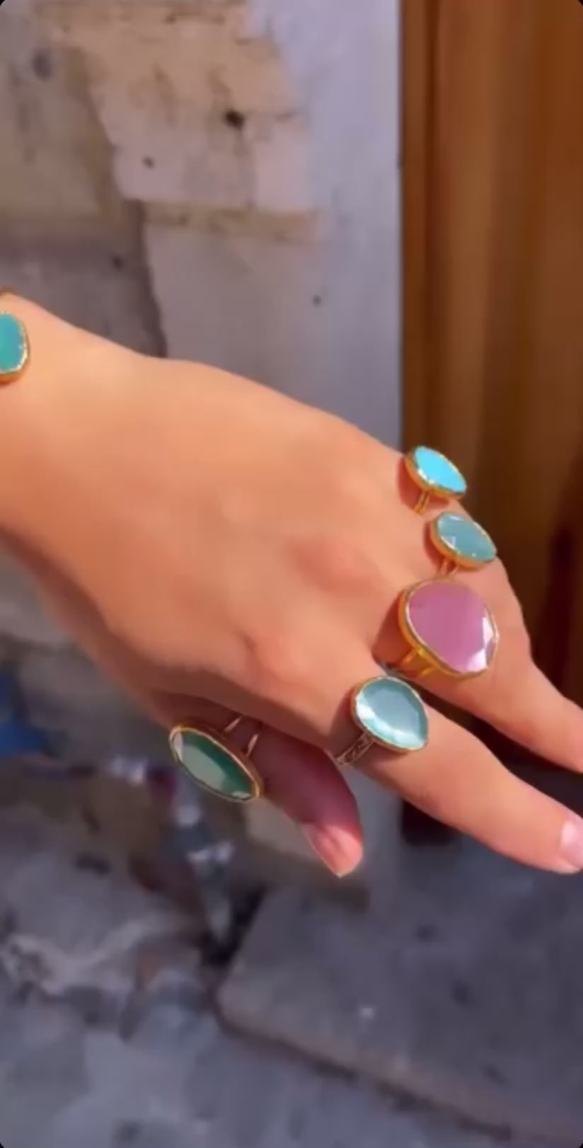gold-plated agate rings