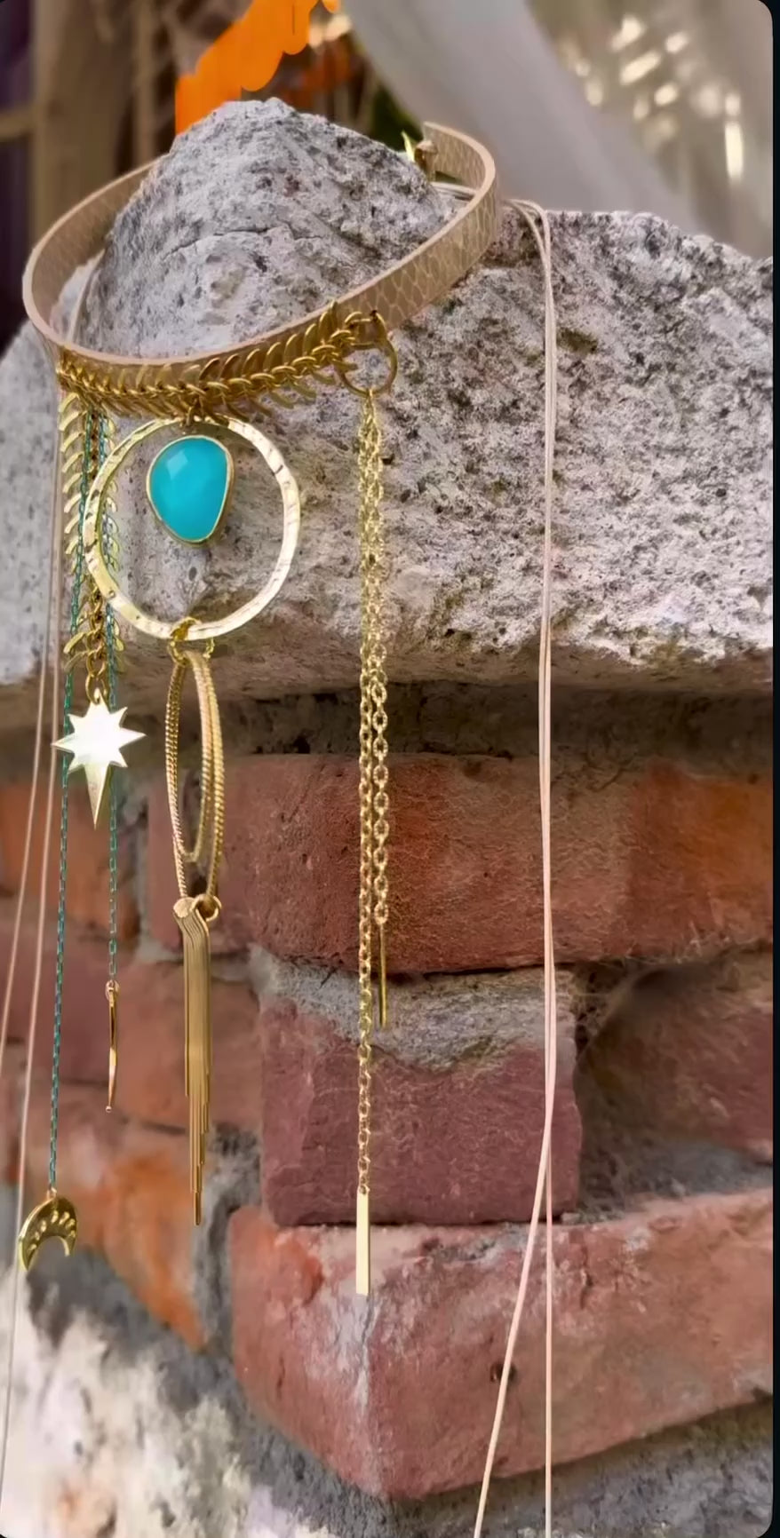 Vegan Leather Choker Necklace – Handmade Brass Statement Design