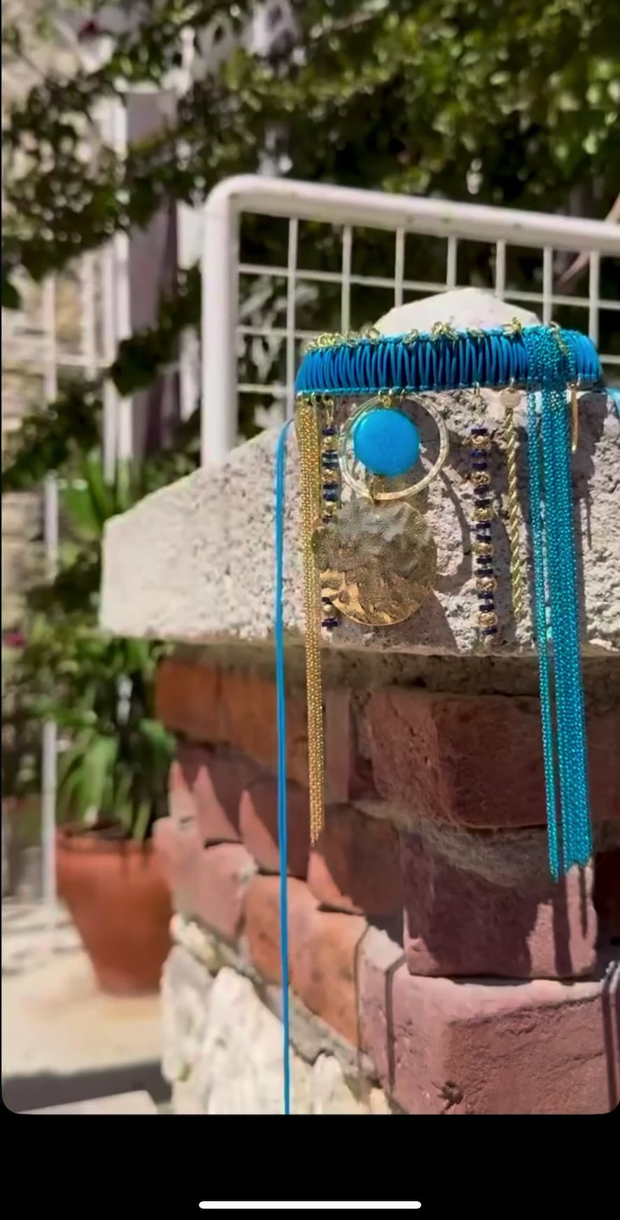 Handmade Turquoise Choker with Agate, Hematite & Lava Stone